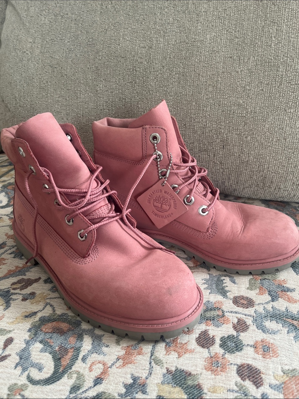 Timberland Women’s Rose Pink Lace-Up Waterproof Boots